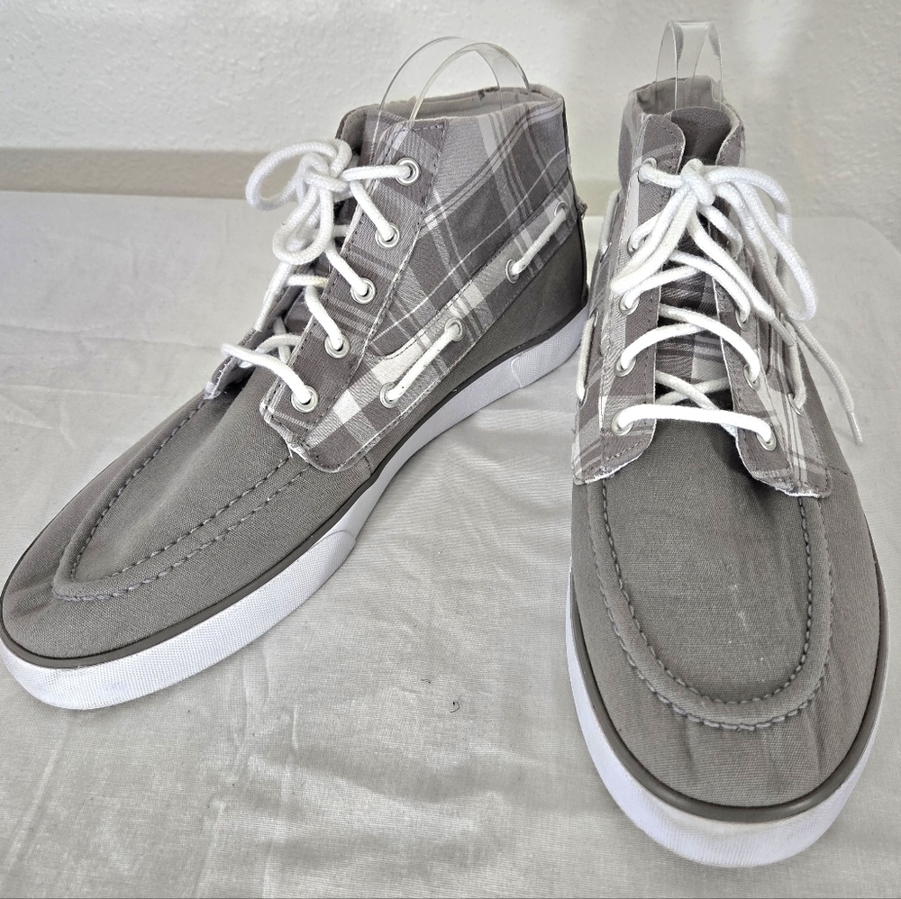 Polo Ralph Lauren Men's Lander Chukka Gray/Gray Plaid Canvas Boots Shoes, 10 D
